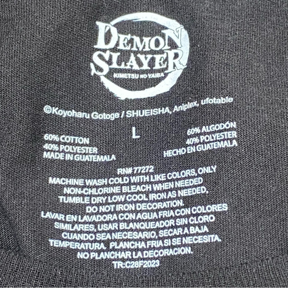 Demon Slayer Graphic T-Shirt Size Large Anime Manga Tee Black Short Sleeve - Picture 5 of 6